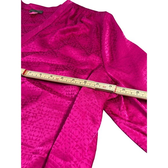 Vince Camuto Womens Fuchsia Blouse 2X Textured Long Sleeve V-Neck - Picture 9 of 9